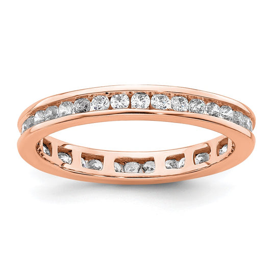 Solid Real 14k Rose Gold Polished 1/2ct Channel Set CZ Eternity Wedding Band Ring