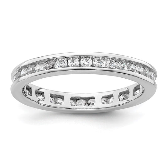 Solid Real 14k White Gold Polished 1/2ct Channel Set CZ Eternity Wedding Band Ring