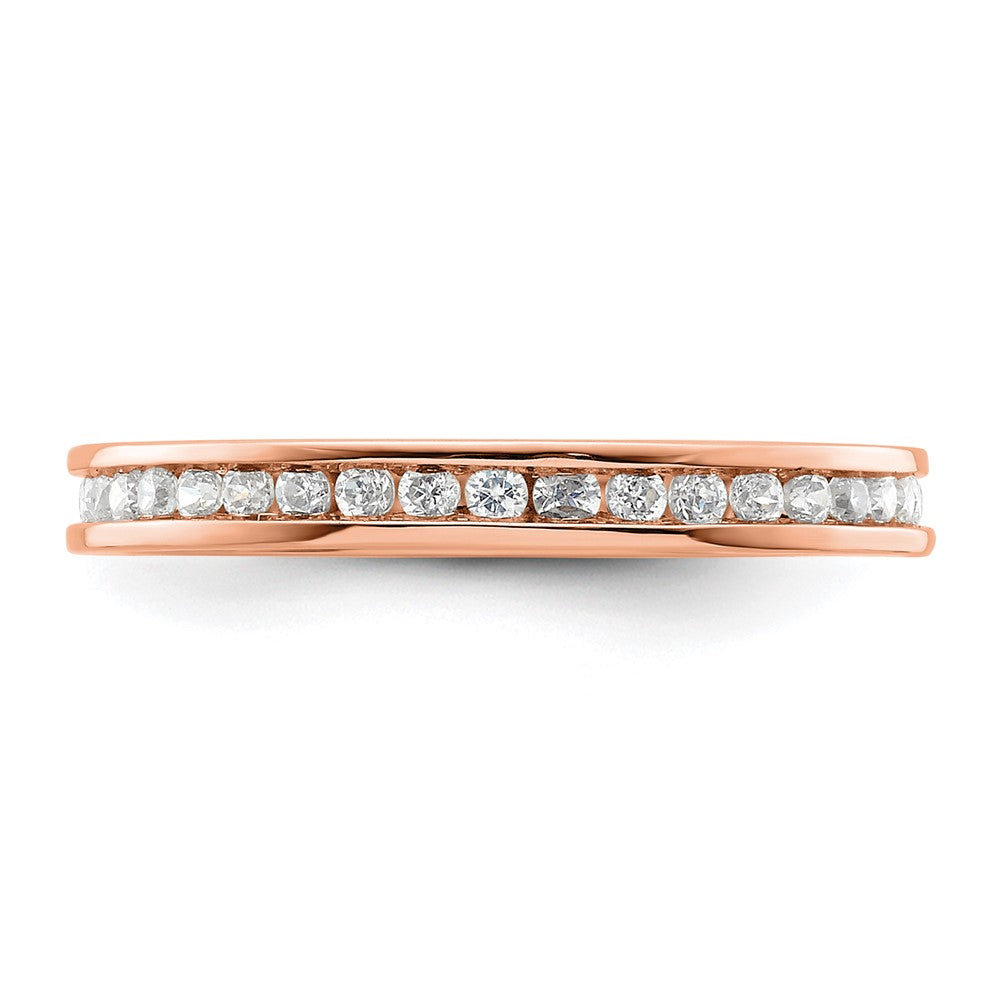 Solid Real 14k Rose Gold Polished 1/2ct Channel Set CZ Eternity Wedding Band Ring