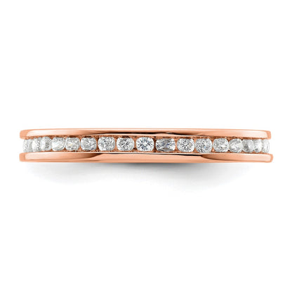 Solid Real 14k Rose Gold Polished 1/2ct Channel Set CZ Eternity Wedding Band Ring