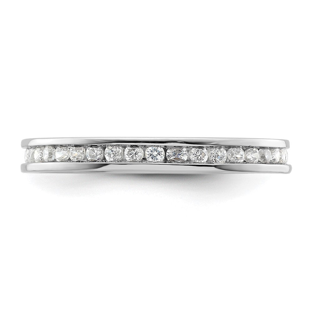 Solid Real 14k White Gold Polished 1/2ct Channel Set CZ Eternity Wedding Band Ring