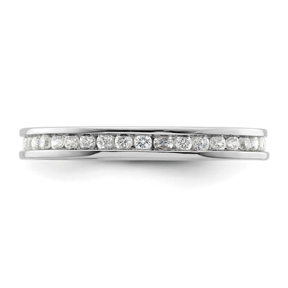 Solid Real 14k White Gold Polished 1/2ct Channel Set CZ Eternity Wedding Band Ring