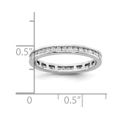 Solid Real 14k White Gold Polished 1/2ct Channel Set CZ Eternity Wedding Band Ring
