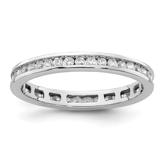 Solid Real 14k White Gold Polished 1/2ct Channel Set CZ Eternity Wedding Band Ring