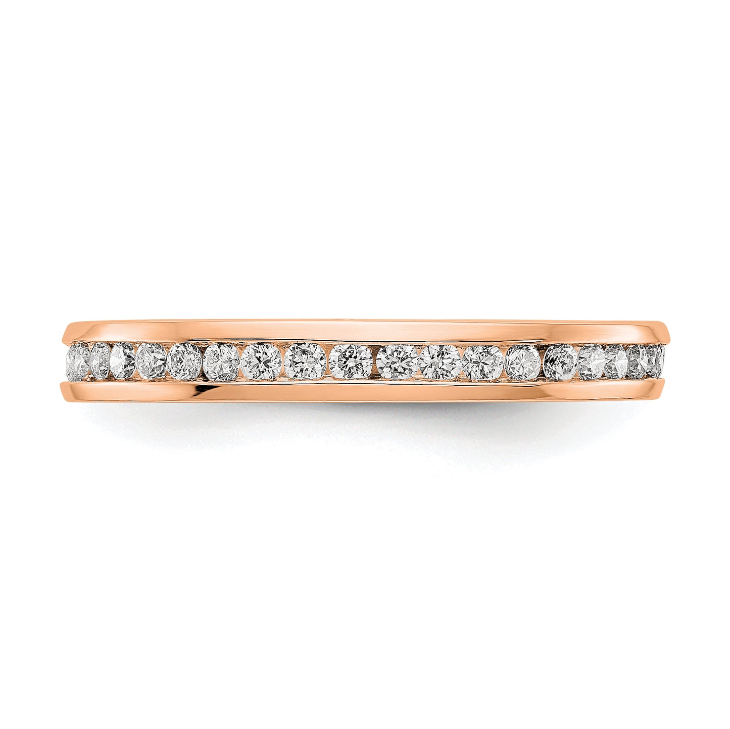 Solid Real 14k Rose Gold Polished 1/2ct Channel Set CZ Eternity Wedding Band Ring