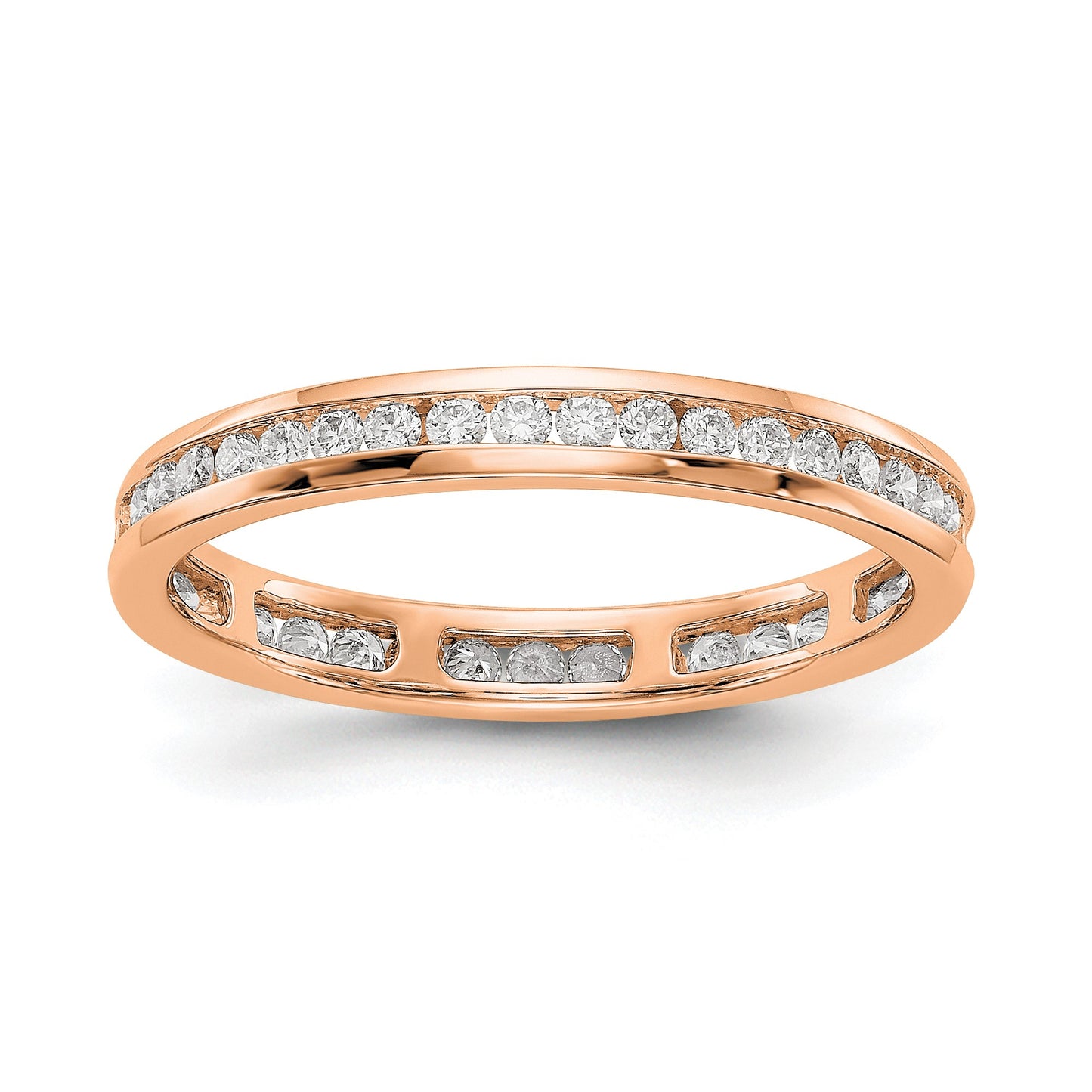 1/2 CT Channel Set Diamond Eternity Wedding Band Ring in 14k Rose Gold