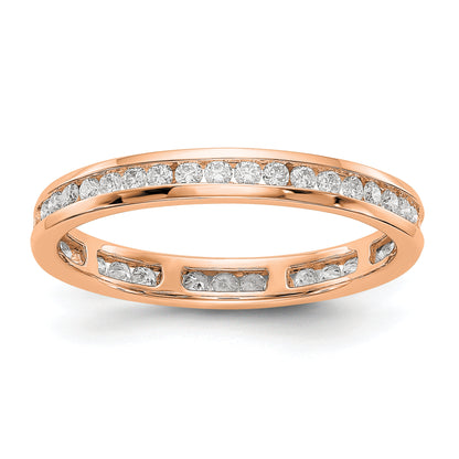 Solid Real 14k Rose Gold Polished 1/2ct Channel Set CZ Eternity Wedding Band Ring