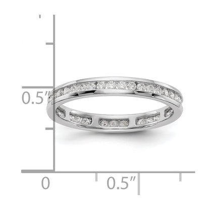 Solid Real 14k White Gold Polished 1/2ct Channel Set CZ Eternity Wedding Band Ring