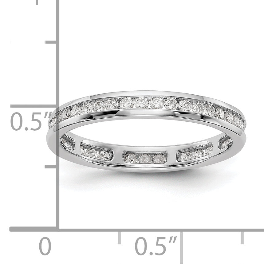 Solid Real 14k White Gold Polished 1/2ct Channel Set CZ Eternity Wedding Band Ring