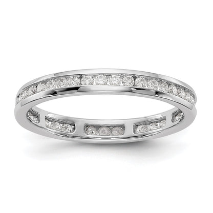 Solid Real 14k White Gold Polished 1/2ct Channel Set CZ Eternity Wedding Band Ring