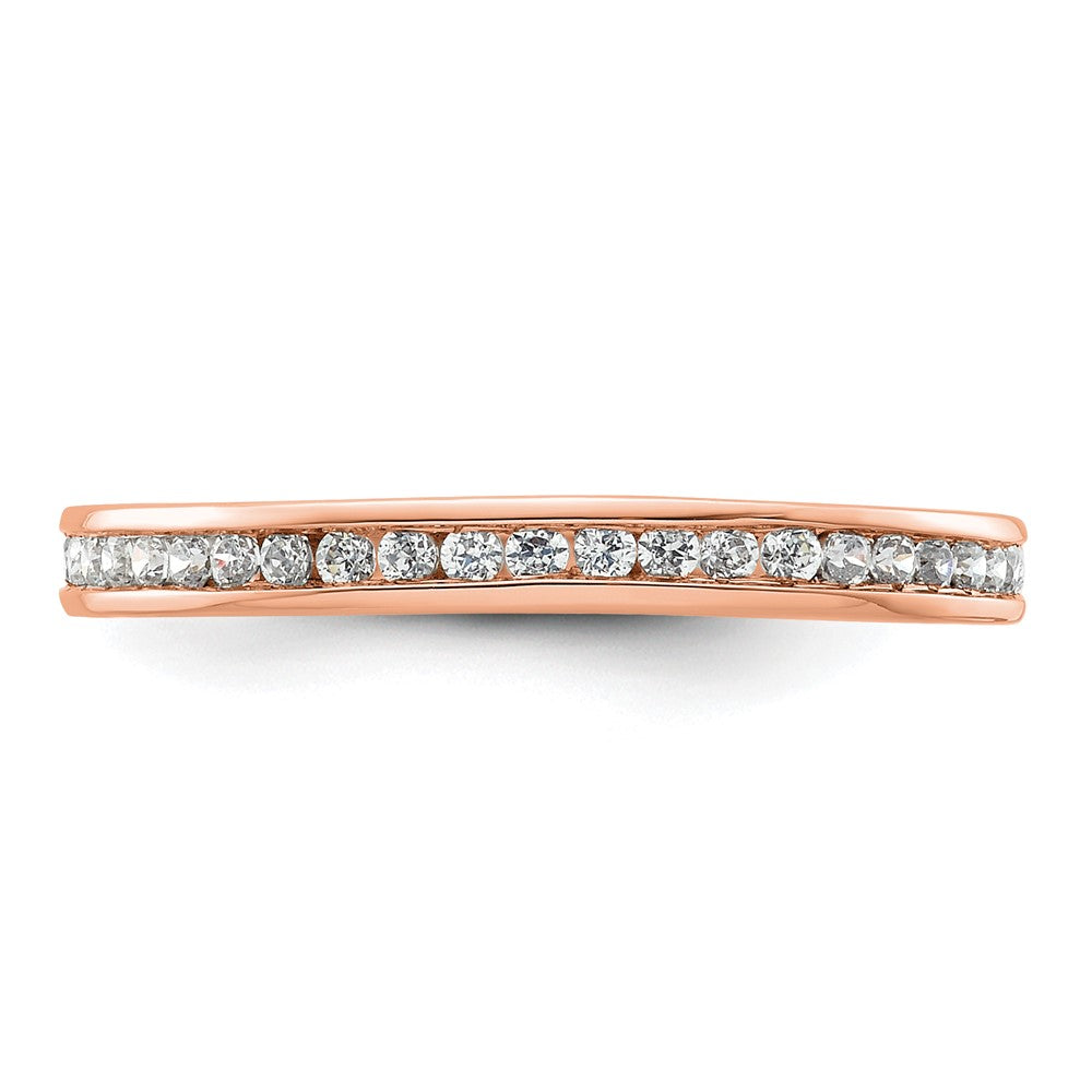 Solid Real 14k Rose Gold Polished 1/2ct Channel Set CZ Eternity Wedding Band Ring