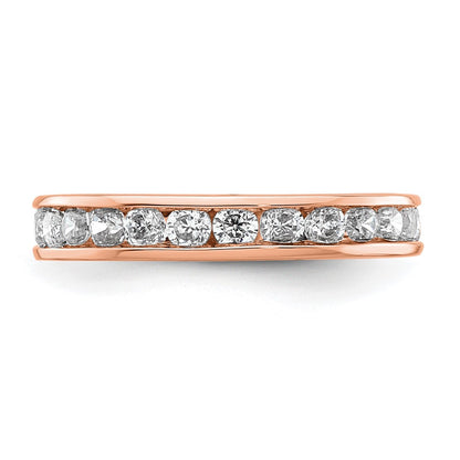 Solid Real 14k Rose Gold Polished 1ct Channel Set CZ Eternity Wedding Band Ring