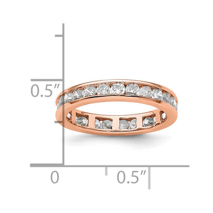 Solid Real 14k Rose Gold Polished 1ct Channel Set CZ Eternity Wedding Band Ring