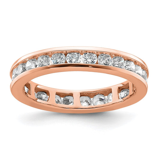 Solid Real 14k Rose Gold Polished 1ct Channel Set CZ Eternity Wedding Band Ring