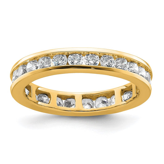 Solid Real 14k Polished 1ct Channel Set CZ Eternity Wedding Band Ring