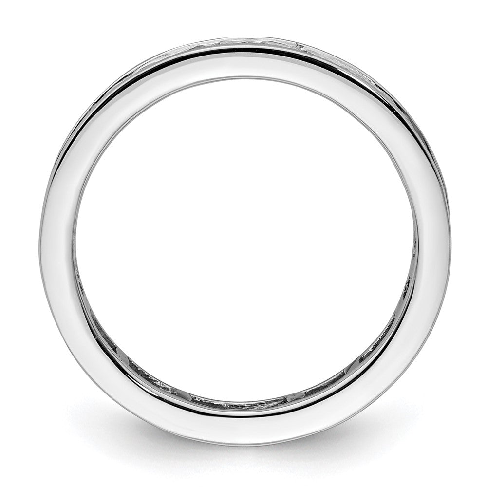 Solid Real 14k White Gold Polished 1ct Channel Set CZ Eternity Wedding Band Ring