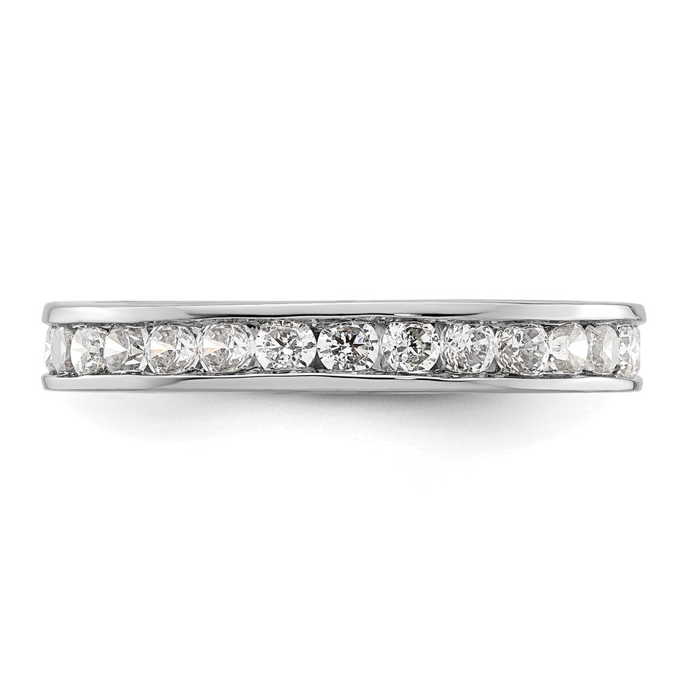 Solid Real 14k White Gold Polished 1ct Channel Set CZ Eternity Wedding Band Ring