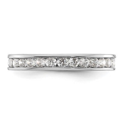 Solid Real 14k White Gold Polished 1ct Channel Set CZ Eternity Wedding Band Ring