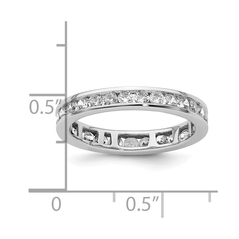 Solid Real 14k White Gold Polished 1ct Channel Set CZ Eternity Wedding Band Ring