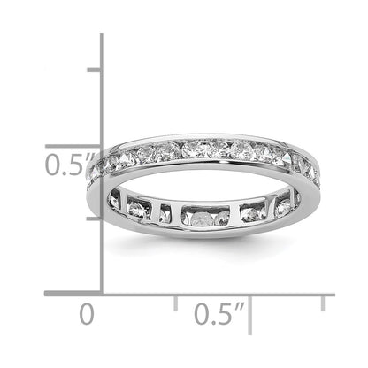 Solid Real 14k White Gold Polished 1ct Channel Set CZ Eternity Wedding Band Ring