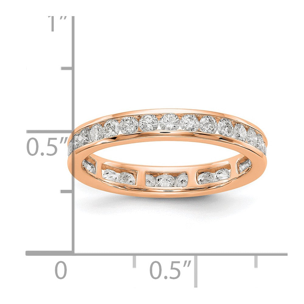 Solid Real 14k Rose Gold Polished 1ct Channel Set CZ Eternity Wedding Band Ring