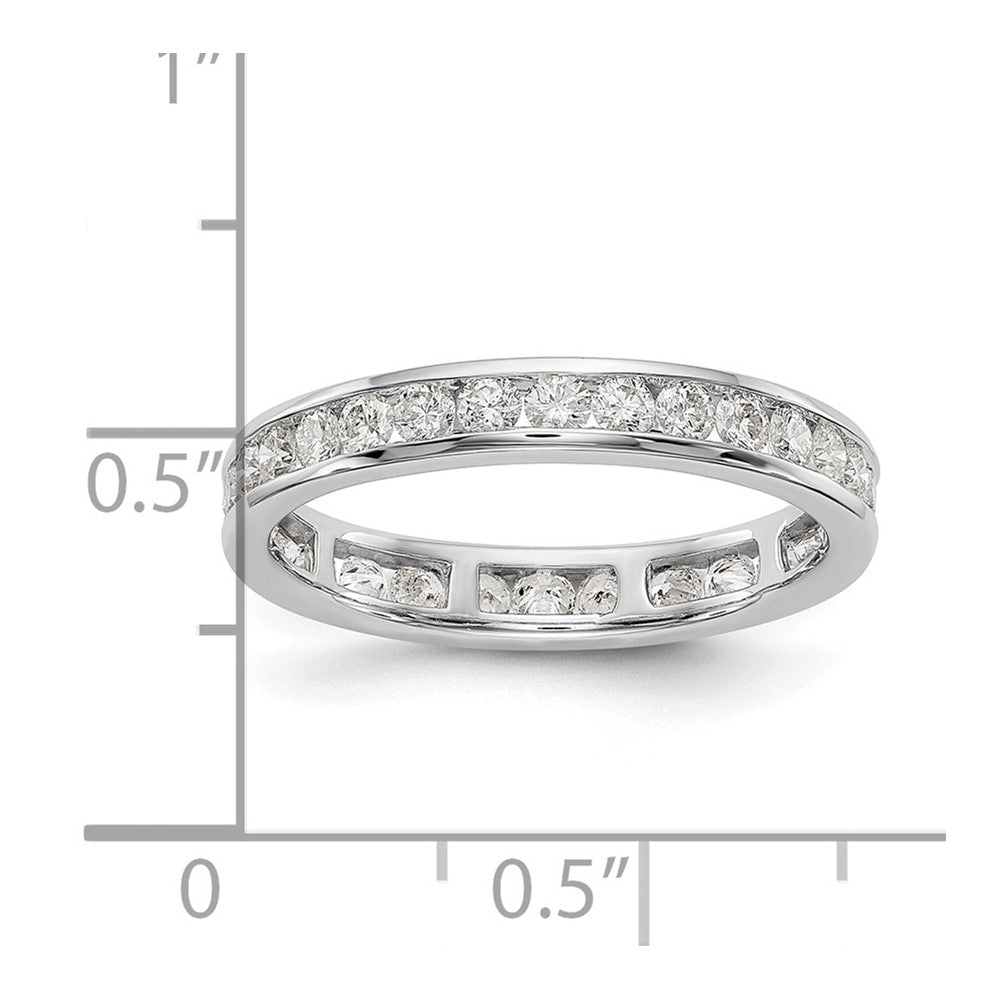 Solid Real 14k White Gold Polished 1ct Channel Set CZ Eternity Wedding Band Ring