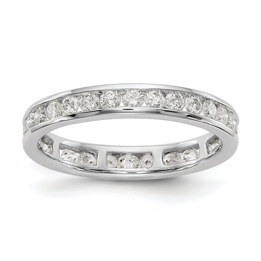 Solid Real 14k White Gold Polished 1ct Channel Set CZ Eternity Wedding Band Ring