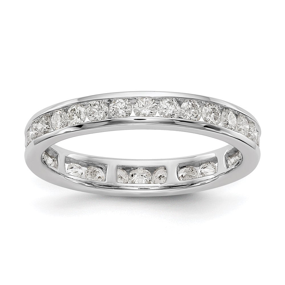 Solid Real 14k White Gold Polished 1ct Channel Set CZ Eternity Wedding Band Ring