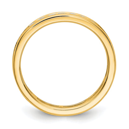 Solid Real 14k Polished 1ct Channel Set CZ Eternity Wedding Band Ring