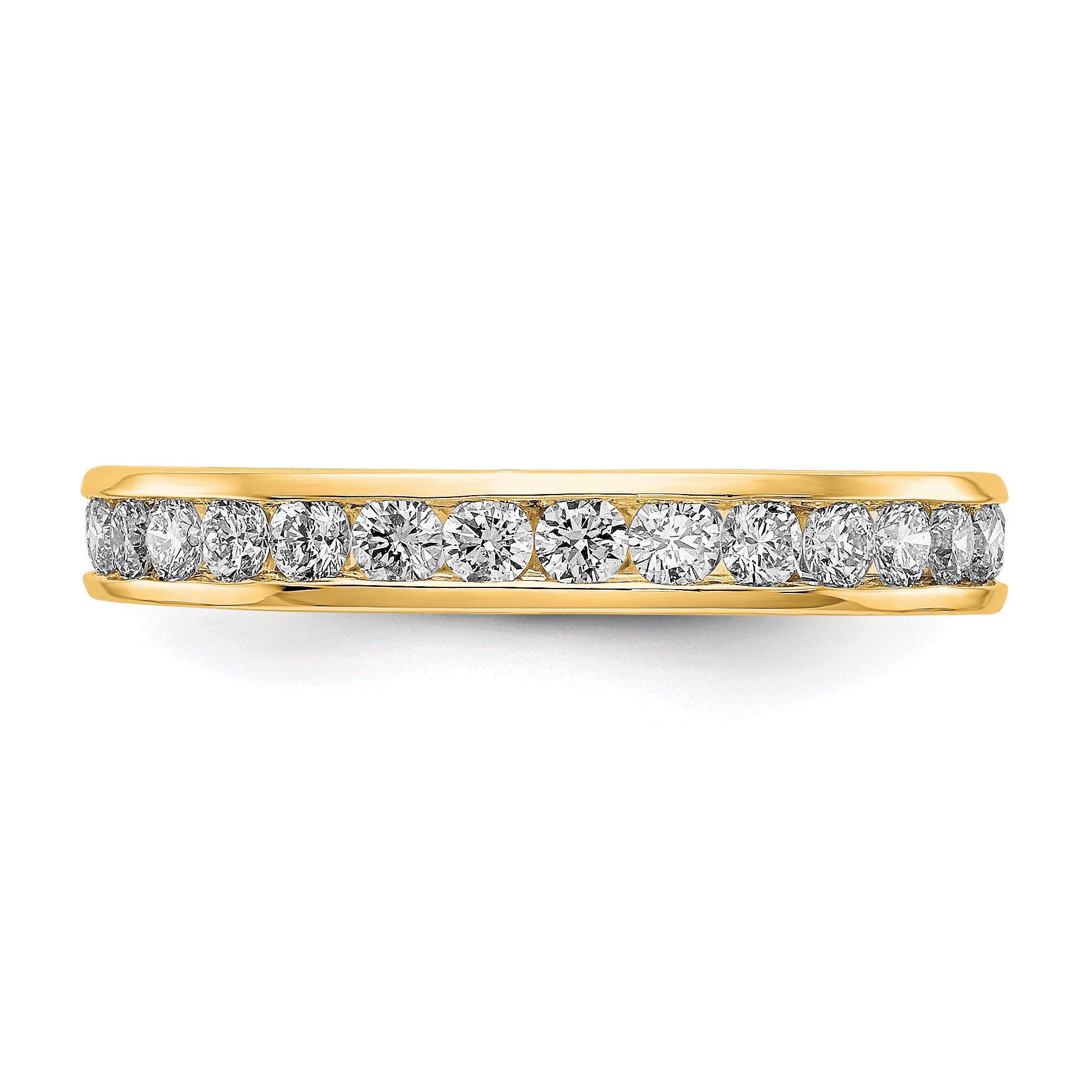 Solid Real 14k Polished 1ct Channel Set CZ Eternity Wedding Band Ring