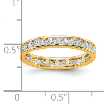 Solid Real 14k Polished 1ct Channel Set CZ Eternity Wedding Band Ring