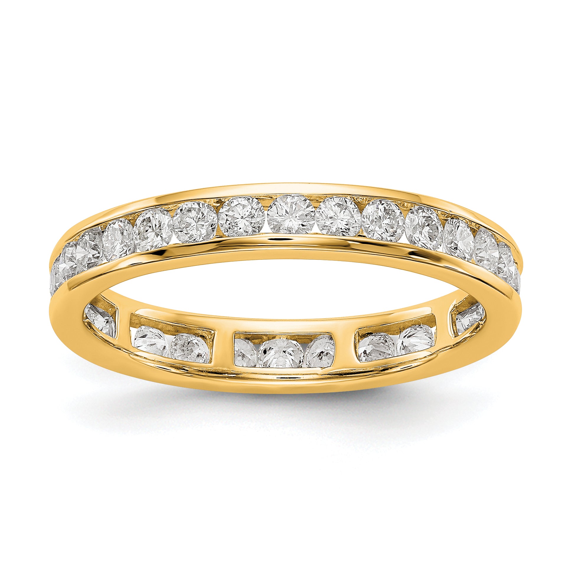 Solid Real 14k Polished 1ct Channel Set CZ Eternity Wedding Band Ring