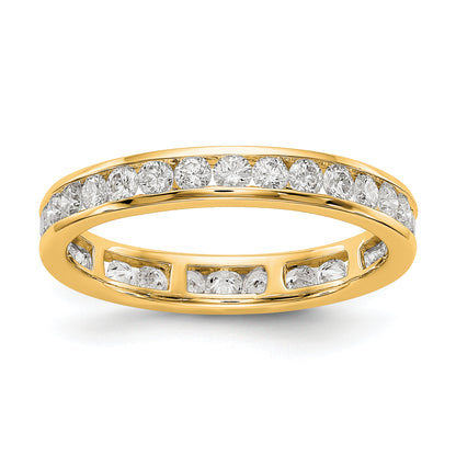 Solid Real 14k Polished 1ct Channel Set CZ Eternity Wedding Band Ring
