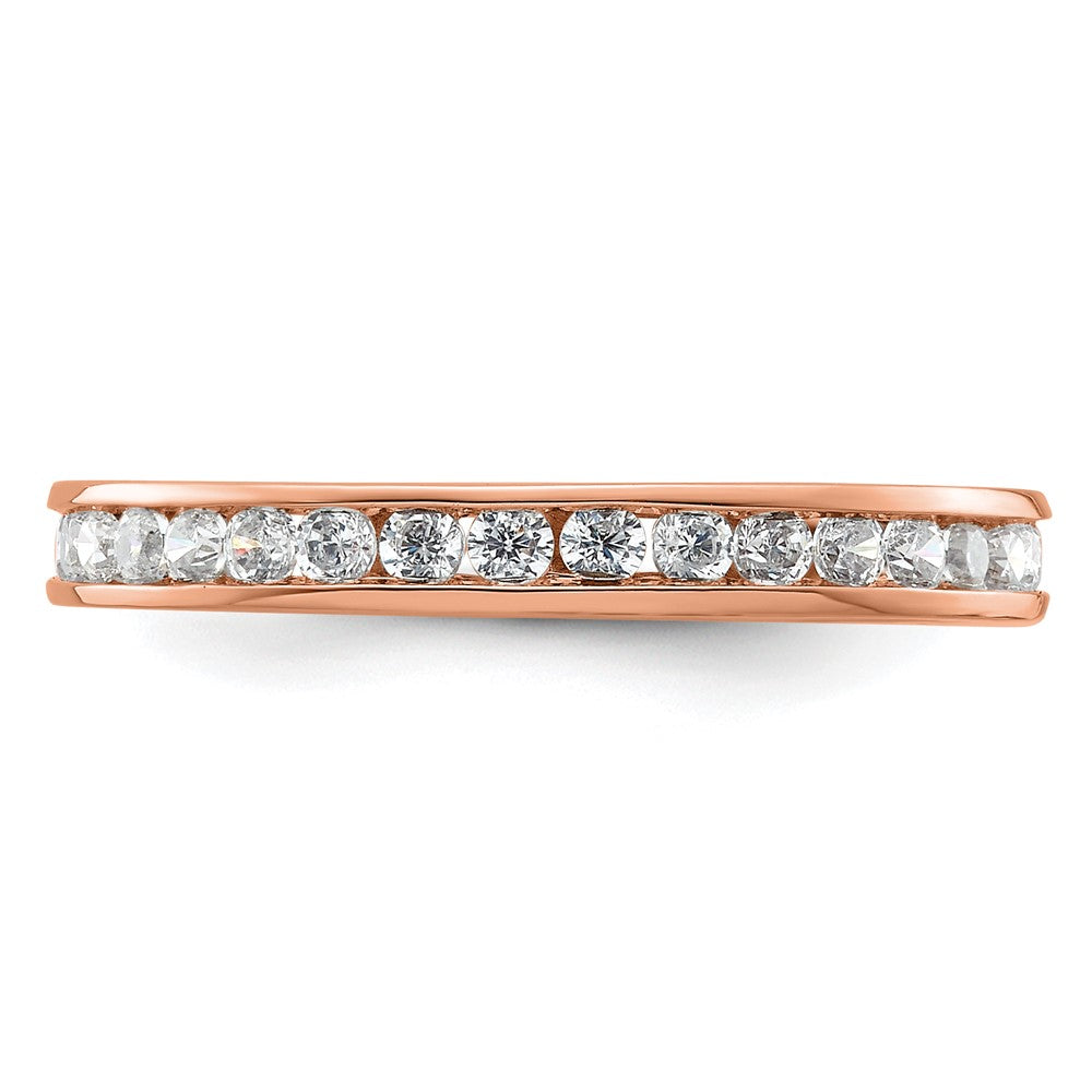 Solid Real 14k Rose Gold Polished 1ct Channel Set CZ Eternity Wedding Band Ring