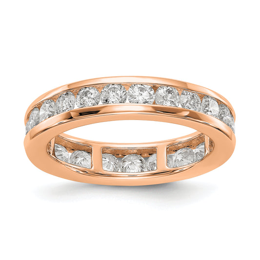 Solid Real 14k Rose Gold Polished 2ct Channel Set CZ Eternity Wedding Band Ring
