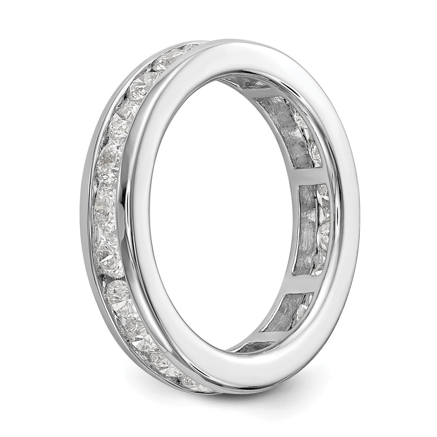 Solid Real 14k White Gold Polished 2ct Channel Set CZ Eternity Wedding Band Ring
