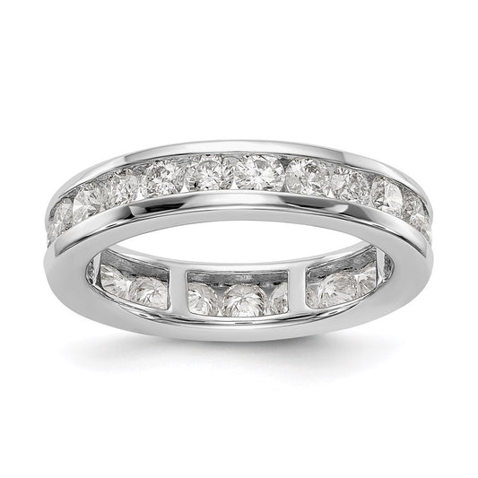 Solid Real 14k White Gold Polished 2ct Channel Set CZ Eternity Wedding Band Ring