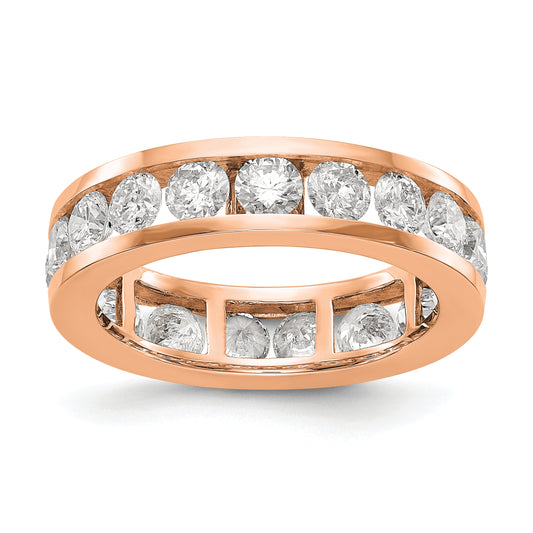 Solid Real 14k Rose Gold Polished 3ct Channel Set CZ Eternity Wedding Band Ring