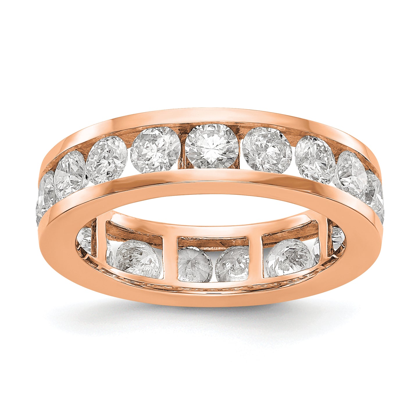 Solid Real 14k Rose Gold Polished 3ct Channel Set CZ Eternity Wedding Band Ring