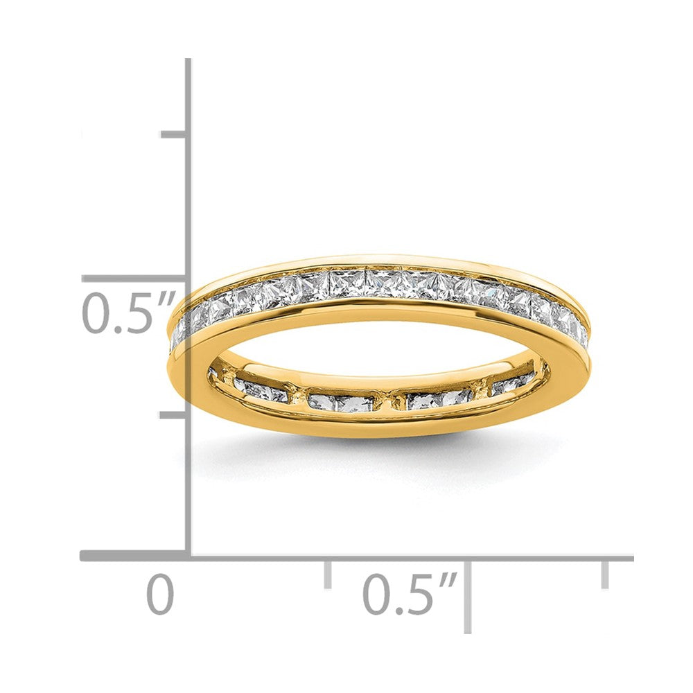 Solid Real 14k Polished 1ct Princess Channel Set CZ Eternity Wedding Band Ring