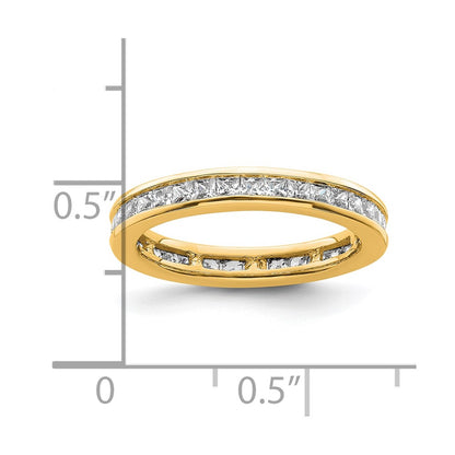 Solid Real 14k Polished 1ct Princess Channel Set CZ Eternity Wedding Band Ring