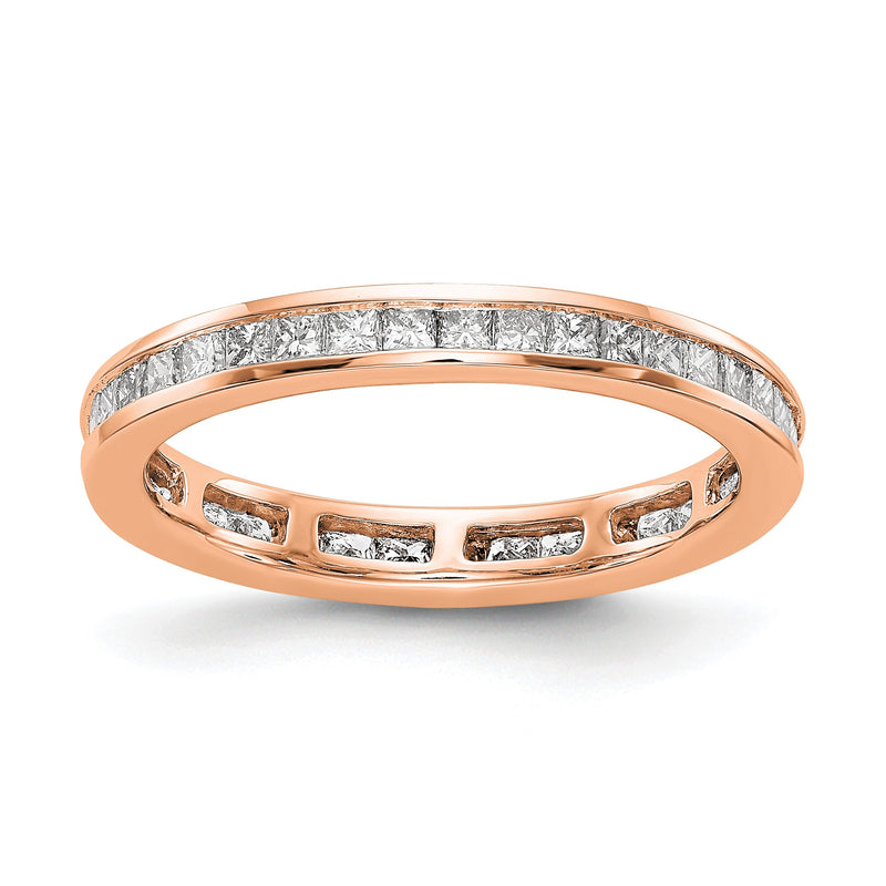 1ct Channel Set Princess Cut Diamond Eternity Wedding Band Ring 14k Rose Gold