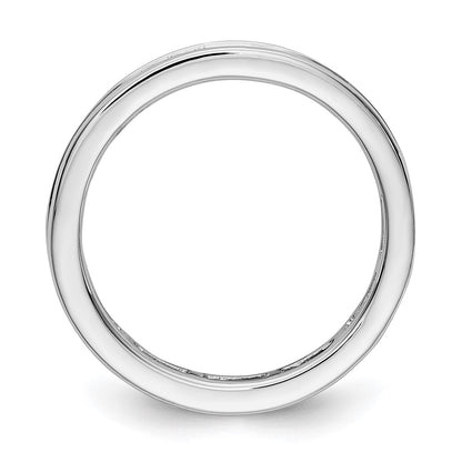 Solid Real 14k White Gold Polished 2ct Princess Channel Set CZ Eternity Wedding Band Ring