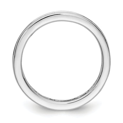 Solid Real 14k White Gold Polished 1ct Princess Channel Set CZ Eternity Wedding Band Ring