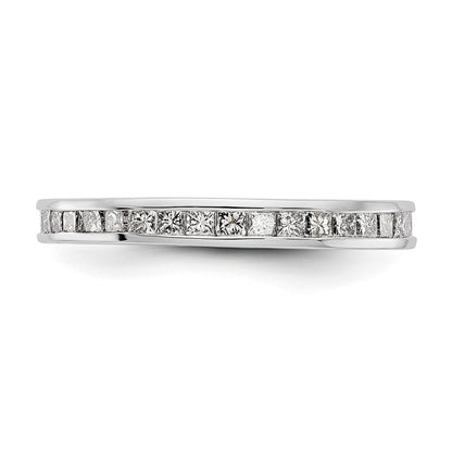 Solid Real 14k White Gold Polished 2ct Princess Channel Set CZ Eternity Wedding Band Ring