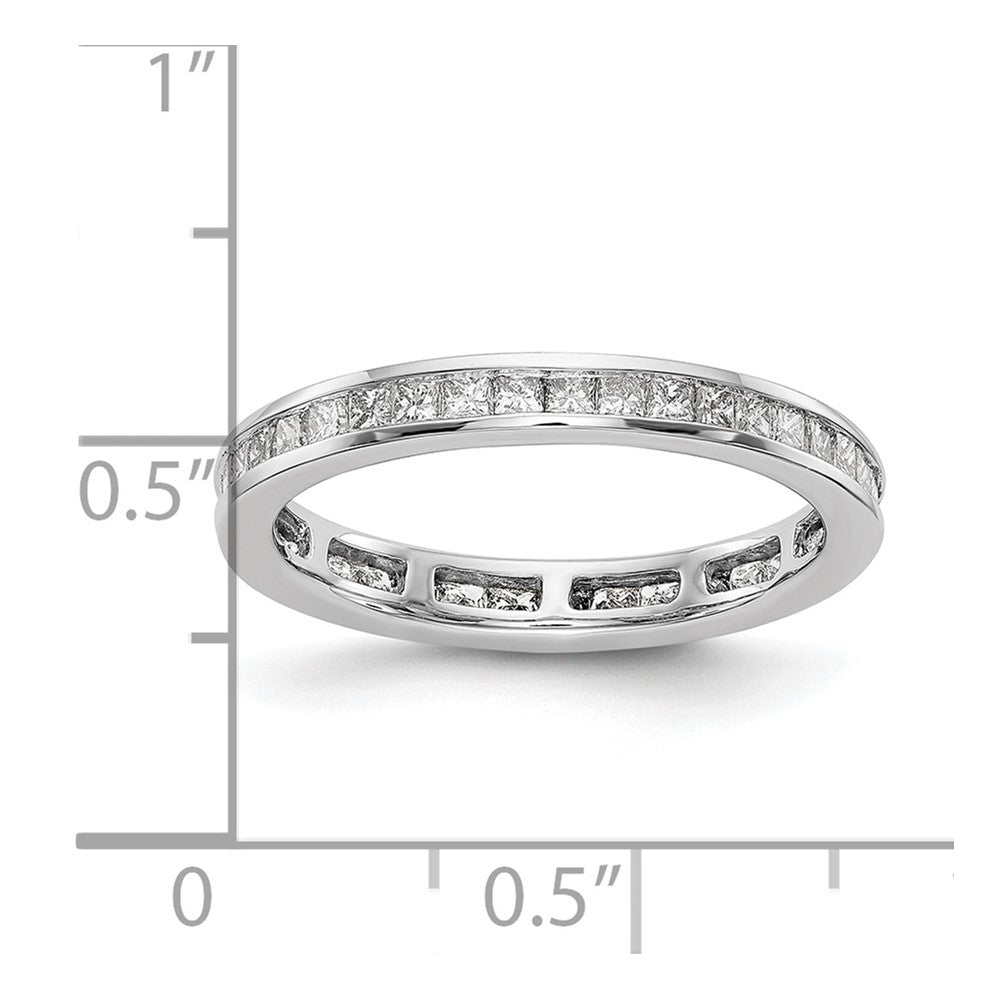 Solid Real 14k White Gold Polished 2ct Princess Channel Set CZ Eternity Wedding Band Ring