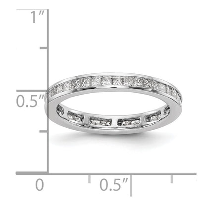Solid Real 14k White Gold Polished 2ct Princess Channel Set CZ Eternity Wedding Band Ring
