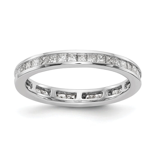 1ct Channel Set Princess Cut Diamond Eternity Wedding Band Ring 14k White Gold