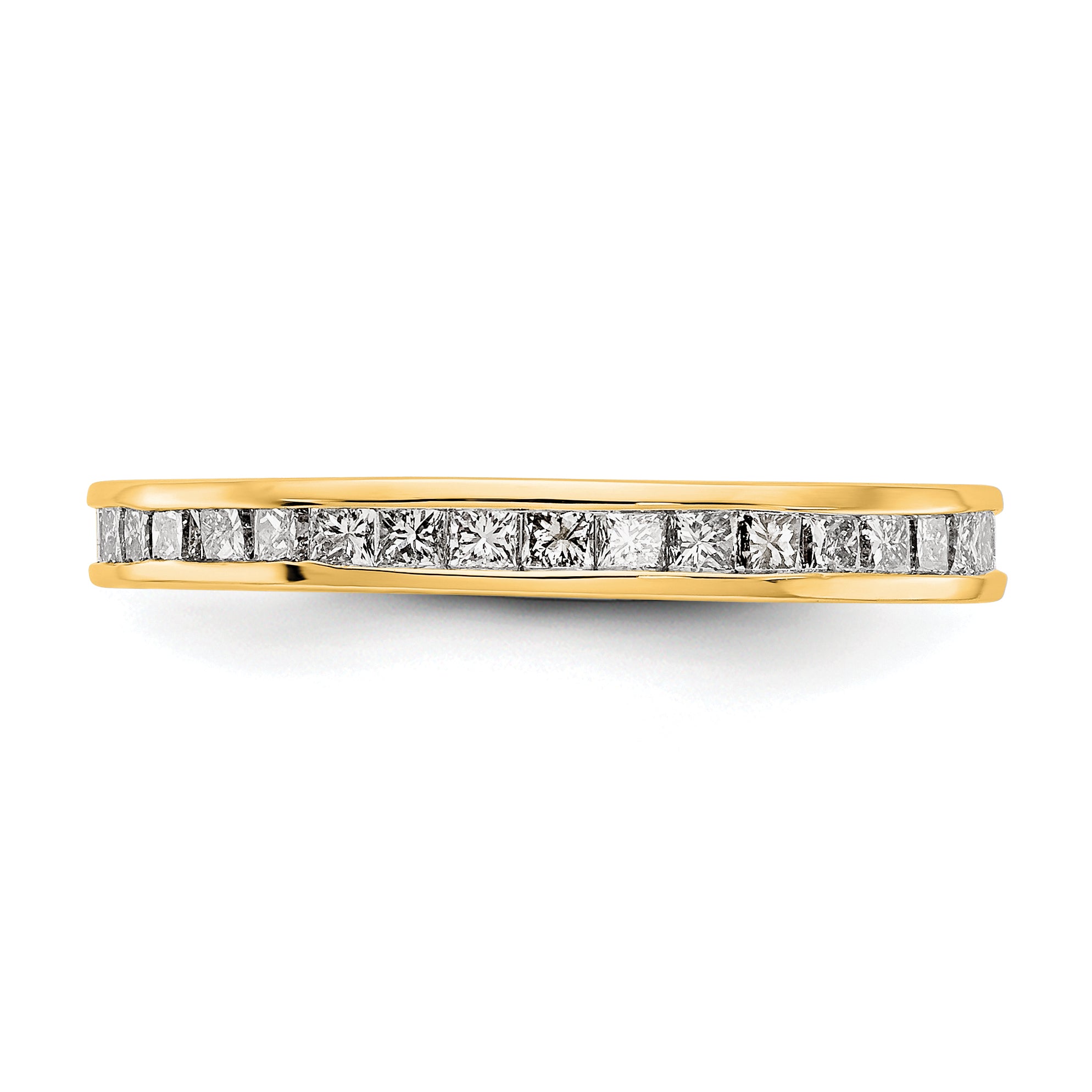Solid Real 14k Polished 1ct Princess Channel Set CZ Eternity Wedding Band Ring