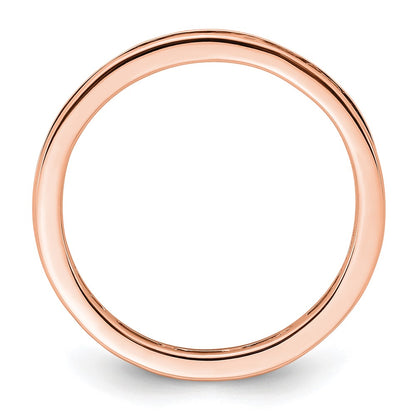 Solid Real 14k Rose Gold Polished 1ct Princess Channel Set CZ Eternity Wedding Band Ring